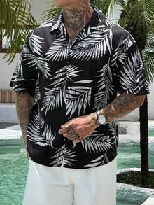DAZY Men's Long Sleeve Top And Shorts Beach Outfit, Floral All-Over Print Vacation Summer - Multicolor - View 9