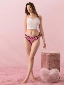 Bonmuse 3 件/包 女士唇印后背交叉丁字裤 - 彩色 - 查看 3