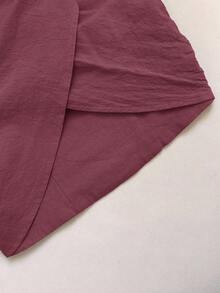 Travachic Women's Criss-Cross Halter Neck Backless Ruched Solid Color Top - Maroon - View 3