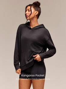 GLOWMODE Cloudknit UltraSoft Double-Dye Loose Fit Pullover Sweatshirt With Pocket Daily Casual Wear - Black - View 4