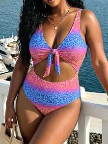 Slaydiva 2026 Nuevo Traje de Baño de Una Pieza para Mujer Talla Grande con Estampado de Leopardo Colorido para Playa de Verano - Multicolor - Ver 5