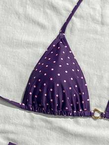 Swim Mod 26SS Spring/Summer Vacation Beach High-End Sexy Polka Dot Swimsuit Two Pieces Set - Multicolor - View 5
