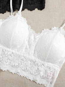 Divavoom 2 件装花卉蕾丝文胸套装内衣 - 黑與白 - 查看 5