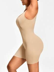 SHAPORA Mono de mujer de unicolor con cuello de pico, sin mangas y espalda descubierta - Albaricoque - Ver 4