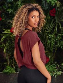 VARSIVA Sports SUMMER Outdoor Basic Backless With T-SHIRT - Burgundy - View 6