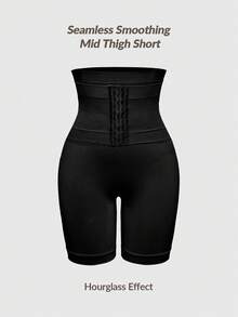 SHEIN 女士纯色高腰塑形连体衣下装 - 黑色 - 查看 7