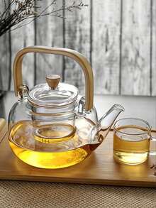 1个带把手和加热底座的玻璃茶壶套装，加厚耐热红茶壶，家用，健康热水壶 - 透明 - 查看 8