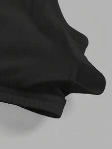 SHEIN 兒童 3 件組 青少年女孩簡約基本款 V 領加墊透氣內衣套裝 白色 黑色 杏色 全季款 - 彩色 - 查看 6