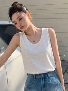 DAZY 青少年女孩純色休閒百搭日常穿著上衣 - 白色 - 查看 10