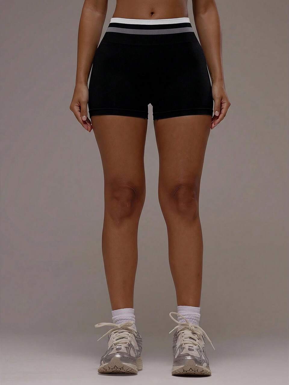 Active Contrast Waistband Scrunch Bum Booty Shorts Only Workout Gym Pilates Fitness Daily Girly Casual Hot Sweat