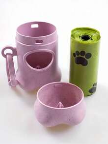 1/2/6PCS Hands Free Dog Waste Bag Dispenser Durable Plastic Free Portable Poop Collector Wheat Straw Bone Shaped Holder For Outdoor Walking Training Pet Waste Bag Carrier - Multicolor - View 9