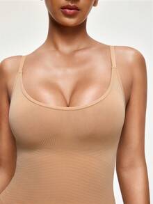 SHAPORA 1pc Apricot Seamless Comfortable Minimalist Women Slimming Camisole - Apricot - View 5