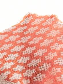 SHEIN Raffinéa Allover Print Contrast Trim Drop Shoulder Sweater,Long Sleeve Tops Knit Pullover Fall Winter Sweater - Orange - View 6