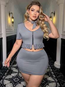 Fantasy Costume Fantasy Costume 3pcs Lady Zipper Uniform LadyBoss Maid Charming Wearable Bar Party Wedding Guest Plus Size Sexy Costume Summer - Dark Grey - View 3