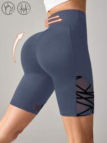 Easithlete Easithlete 女款極簡條紋撞色口袋緊身運動底層短褲 - Iron Gray - 查看 2