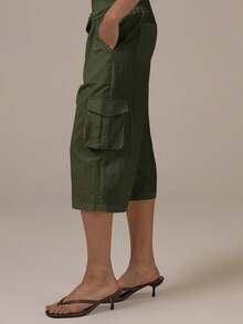 MUSERA Cargo Tie Waist Capri Pants Spring Summer Cute Cosy Cottage Core Spring Dew Casual - Army Green - View 3