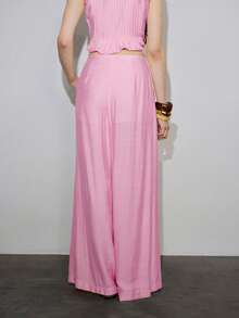 MOTF PREMIUM VACATION LINEN LOOSE WIDE LEG LONG PANTS SPRING SUMMER - Pink - View 6