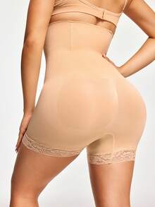 SHAPORA Women's High Waist Tummy Control Lace Spliced Shapewear Panties - Apricot - View 2