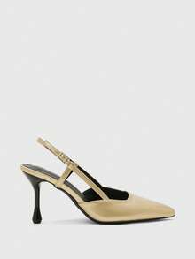 CUCCOO BIZCHIC Elegant, Simple And Generous, Fashionable And Versatile, Casual Workplace Commuter Women's Rear Empty High-Heeled Shoes - Gold, - View 6