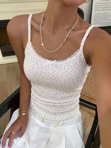 DAZY Women's Cute Ditsy Floral Contrast Lace Cami Top,Boho Tops Vacation - Multicolor - View 10