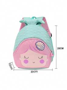 Embroidered Mermaid Backpack Personalized Mermaid Backpack Custom Girl Gift Backpack Portable, Multifunction, Versatile, Functional, Practical, All-Purpose Fashionable, Cute, Adorable For Him Her, For Birthdays, For Graduation, For Christmas, For Winter, For Fall/Autumn, For School, For Outdoors/Outings/Travel/Hiking/Stadium/Sports/Climbing - Pink - View 5