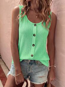 EMERY ROSE New Women's Fashion Casual Versatile U-Neck Tank Top - Green - View 3
