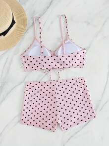 Swim Vcay Vacation Beach Two-Piece Swimsuit Polka Dot Print Random - Pink - View 9