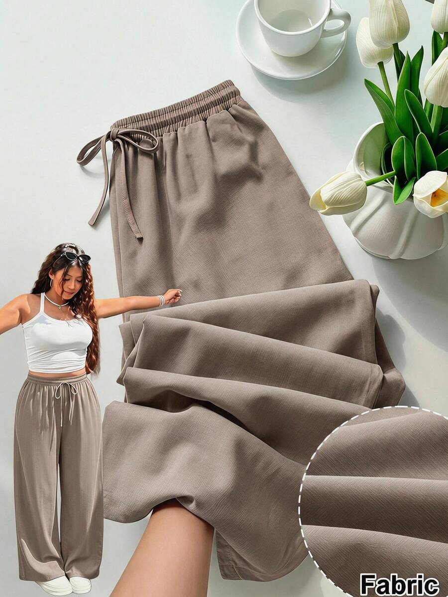 GalTyme Khaki Plus Size Women's Summer Loose Pants - Khaki - View 1