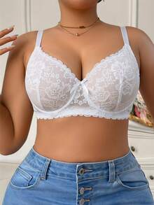 DesireSculpt Plus Size Lace Underwire Bra, 1pc - Multicolor - View 8