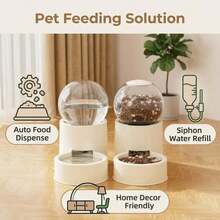 Tempat Makan & Minum Otomatis untuk Hewan Peliharaan, Wadah Makanan & Minum Berbentuk Bola, Dispenser Otomatis, Transparan, Krem, Dekorasi Rumah - 0,8 liter - View 6