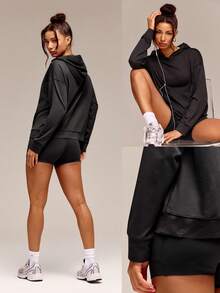 GLOWMODE Cloudknit UltraSoft Double-Dye Loose Fit Pullover Sweatshirt With Pocket Daily Casual Wear - Black - View 8