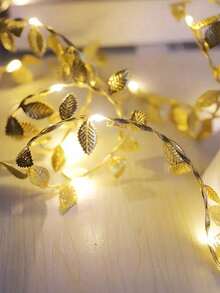 Approximately78-Inch Gold Leaf Fairy String Lights, Wedding Table Decor Lights, Indoor Holiday Wreath Fairy Lights (Batteries Not Included), Suitable For Wedding Table Center Decor, Wedding Backdrop Decor, Christmas Tree Decor - Gold - View 10