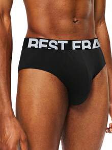 EasyFave Men's Basics Multicolor Knitted Fabric Underwear Briefs With Letter Pattern - Multicolor - View 3