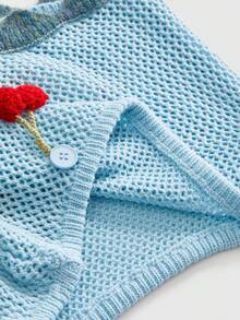 Sweetness Spring Summer Autumn Vacation Sweet Fresh Blue Green Back Cherry Women's Sweater Skirt - Blue - View 5