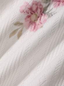 Livesso Veste décontractée à capuche pour femme, coupe ample, imprimé floral intégral, design floral romantique, coupe régulière - Blanc - Voir 6