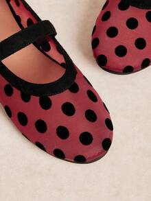 Rosivie Women's Shoes Women's Flat-Soled Shoes, Bohemian Style, Wear, Breathable Polka Dot Details, Fashionable Hollow, Buckle Design, Low Vamp Round Toe, Comfortable, Suitable For Going Out, Christmas Holiday Travel Must - burgundy wave - View 4