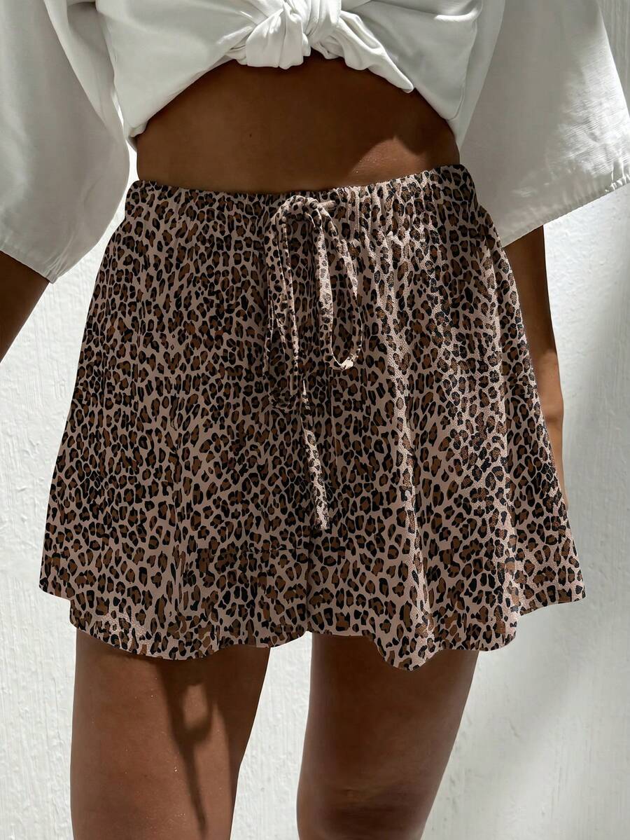 SHEIN LUNE Pantalones cortos casuales estampados para mujer adecuados para primavera y verano