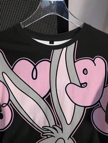 LOONEY TUNES X SHEIN 女士圆领卡通字母印花休闲百搭日常短袖T恤 - 白色 - 查看 6
