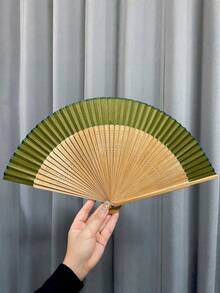 1把短邊綠杏白摺扇 舞蹈表演用竹扇 復古鏤空 夏季便攜式女用手扇 - A - 查看 8