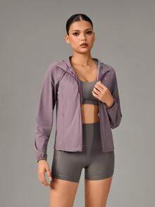 OutZeal Women Sun-Proof Jacket Daily Casual Lightweight Stretch Hood Zip Up Outdoor Tops - Purple - View 8