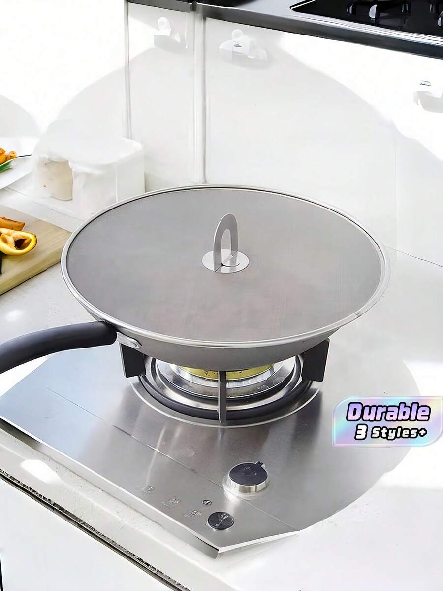 Stainless Steel Air Fryer Splatter Screen With Lid Anti-Oil Splash Mesh Cover Kitchen Cooking Tool - Multicolor - View 1