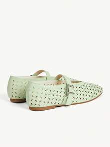 CUCCOO CHICEST Women's Shoes New Fashionable And Elegant Light Green Laser Flat Mary Jane Shoes, Holiday Dating Commuting Wear - Light green - View 5