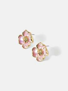 MOTF PREMIUM Pre18k Gold Plated Flower Purple Oil Drop Temperament Earrings - Purple - View 5