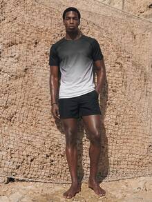Palasendo Ombre Crew Neck Short Sleeve Men's Swim Rashguards T Shirt For Man T Shirts For Men Men T Shirts - Grey - View 6