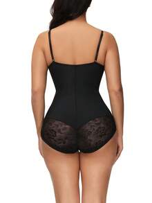 SHEIN Plain Underwire Shapewear Bodysuit - Black - View 2