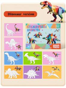 MINKOJA Set Puzzle Stiker Geometris, 5 Tema Hewan Dinosaurus Lautan Lalu Lintas Buah, Kit Kerajinan Stiker Bentuk Pencocokan Angka, Mainan Aktivitas Edukasi Motorik Halus Montessori, Hadiah Pembelajaran untuk Anak Laki-laki Perempuan Usia 3+ - MultiWarna - View 10