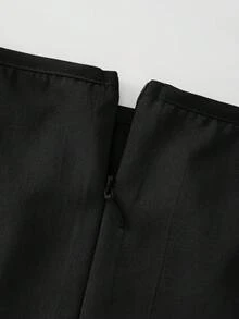 GlowEve 女款素色蝴蝶結肩帶收腰時尚洋裝 - 黑色 - 查看 5