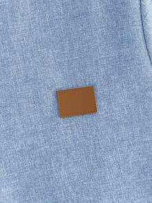 HIMLAND Conjunto de camisa de manga corta con botones delanteros para hombre - Azul - Ver 4