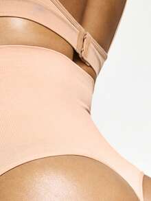 SHEIN Prenda moldeadora de unicolor de cintura alta para mujer - Beis - Ver 7