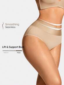 SHEIN Plus Size Shaping High-Waisted Brief Shapewear Short Body Shaper Butt Lifter-Tummy Waist Control - Apricot - View 1
